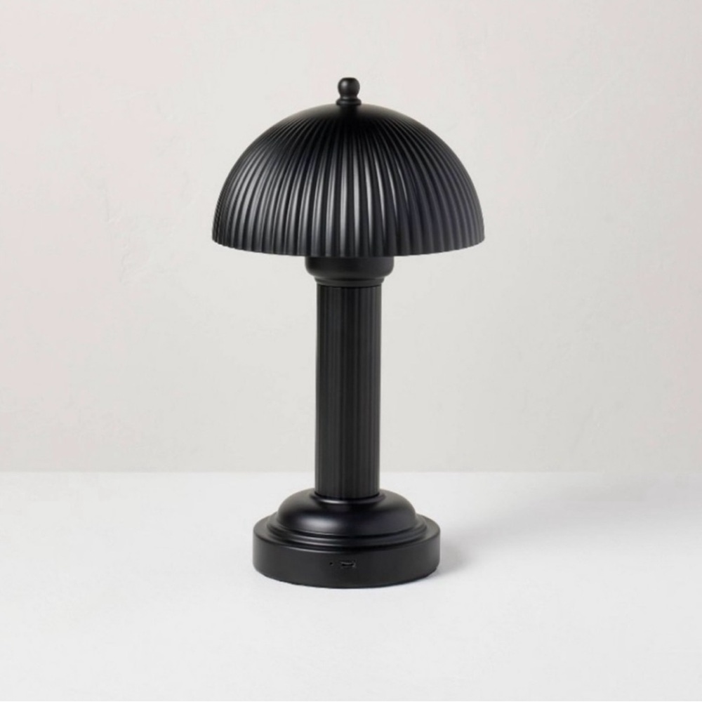 Hearth and Hand Fluted Library Table Lamp Rechargeable Black 11.5" Metal Target